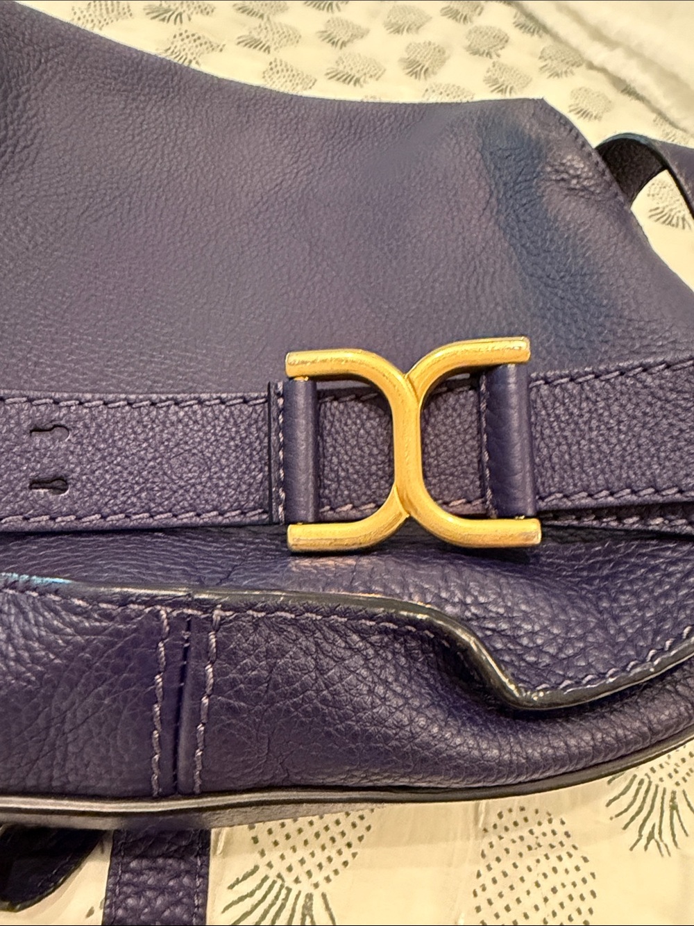 Chloe Leather Marcie Medium Saddle Bag - blue purple - Picture 8 of 9